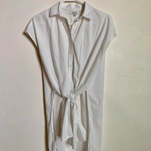 Madewell White Short Sleeve Tie-Front Button Up